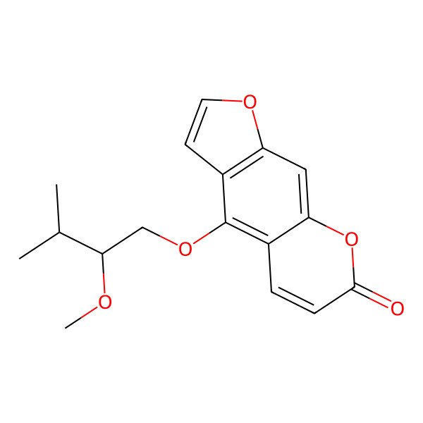 2D Structure of 4-(2-Methoxy-3-methylbutoxy)furo[3,2-g]chromen-7-one
