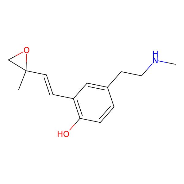2D Structure of 4-[2-(Methylamino)ethyl]-2-[2-(2-methyloxiran-2-yl)ethenyl]phenol
