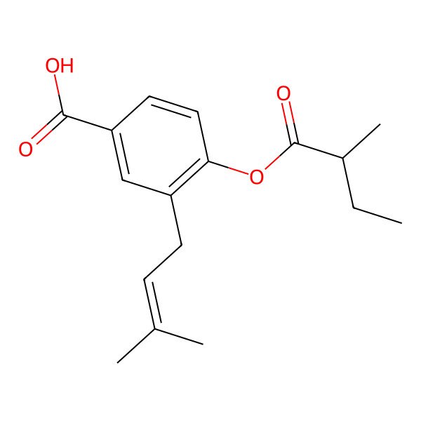 2D Structure of 4-(2-Methylbutanoyloxy)-3-(3-methylbut-2-enyl)benzoic acid
