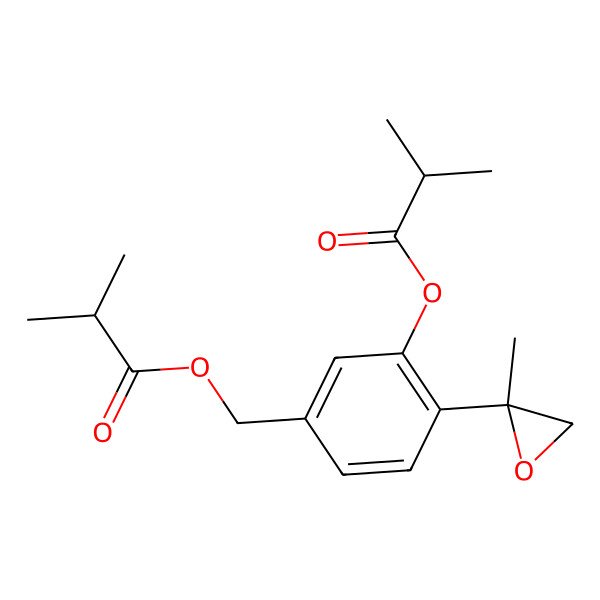 2D Structure of [4-(2-Methyloxiran-2-yl)-3-(2-methylpropanoyloxy)phenyl]methyl 2-methylpropanoate