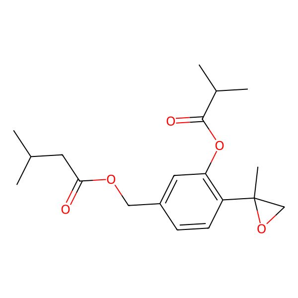2D Structure of [4-(2-Methyloxiran-2-yl)-3-(2-methylpropanoyloxy)phenyl]methyl 3-methylbutanoate