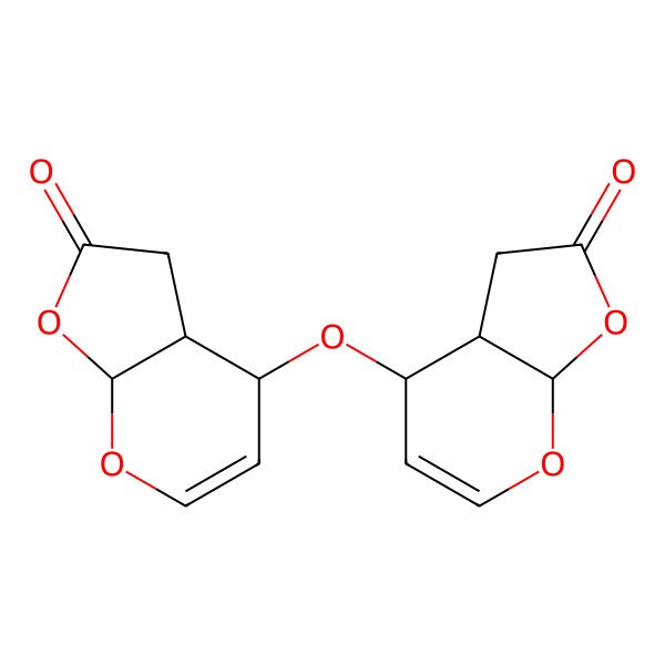 2D Structure of 4-[(2-Oxo-3,3a,4,7a-tetrahydrofuro[2,3-b]pyran-4-yl)oxy]-3,3a,4,7a-tetrahydrofuro[2,3-b]pyran-2-one