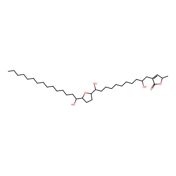 2D Structure of 4-[2,11-dihydroxy-11-[5-(1-hydroxypentadecyl)oxolan-2-yl]undecyl]-2-methyl-2H-furan-5-one