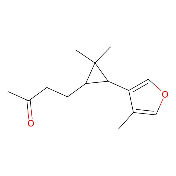 2D Structure of 4-[2,2-Dimethyl-3-(4-methylfuran-3-yl)cyclopropyl]butan-2-one