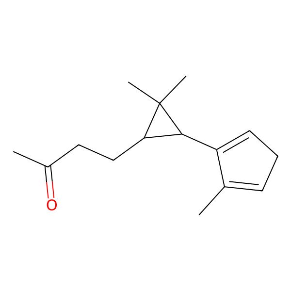 2D Structure of 4-[2,2-Dimethyl-3-(5-methylcyclopenta-1,4-dien-1-yl)cyclopropyl]butan-2-one