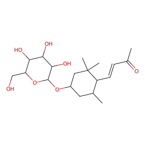 2D Structure of 4-[2,2,6-Trimethyl-4-[3,4,5-trihydroxy-6-(hydroxymethyl)oxan-2-yl]oxycyclohexyl]but-3-en-2-one
