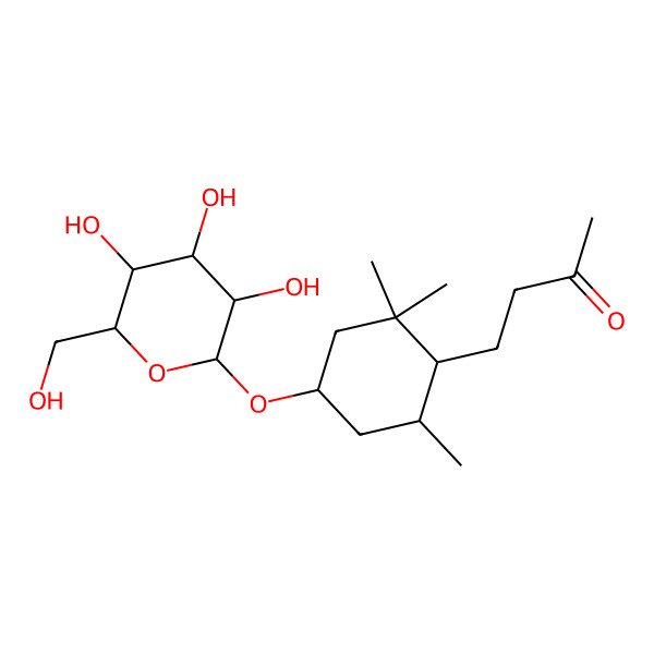 2D Structure of 4-[2,2,6-Trimethyl-4-[3,4,5-trihydroxy-6-(hydroxymethyl)oxan-2-yl]oxycyclohexyl]butan-2-one