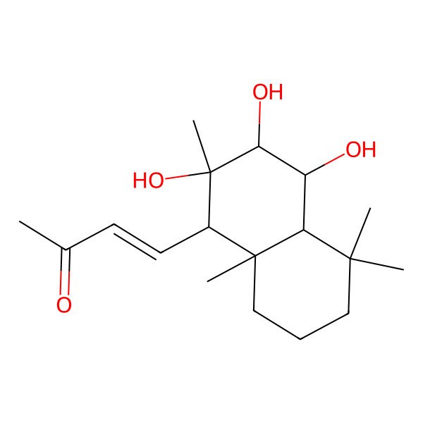 2D Structure of 4-(2,3,4-trihydroxy-2,5,5,8a-tetramethyl-3,4,4a,6,7,8-hexahydro-1H-naphthalen-1-yl)but-3-en-2-one