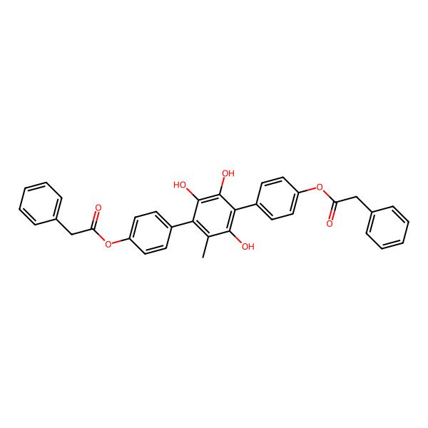 2D Structure of [4-[2,3,5-Trihydroxy-6-methyl-4-[4-(2-phenylacetyl)oxyphenyl]phenyl]phenyl] 2-phenylacetate