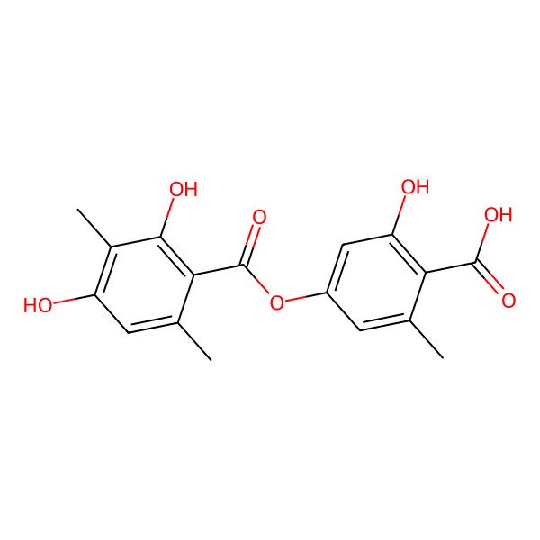 2D Structure of 4-(2,4-Dihydroxy-3,6-dimethylbenzoyl)oxy-2-hydroxy-6-methylbenzoic acid