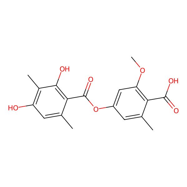 2D Structure of 4-(2,4-Dihydroxy-3,6-dimethylbenzoyl)oxy-2-methoxy-6-methylbenzoic acid