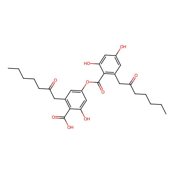 2D Structure of 4-[2,4-Dihydroxy-6-(2-oxoheptyl)benzoyl]oxy-2-hydroxy-6-(2-oxoheptyl)benzoic acid