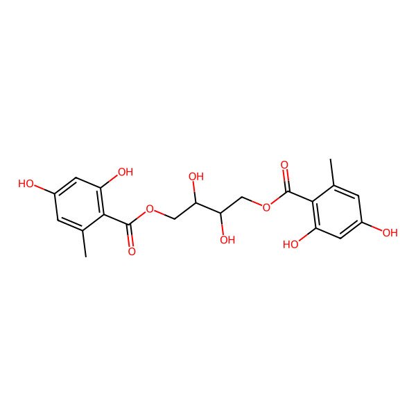 2D Structure of [4-(2,4-Dihydroxy-6-methylbenzoyl)oxy-2,3-dihydroxybutyl] 2,4-dihydroxy-6-methylbenzoate