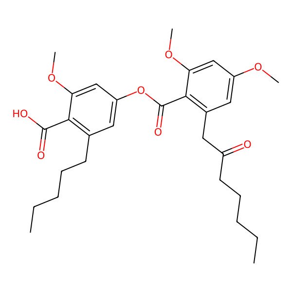 2D Structure of 4-[2,4-Dimethoxy-6-(2-oxoheptyl)benzoyl]oxy-2-methoxy-6-pentylbenzoic acid