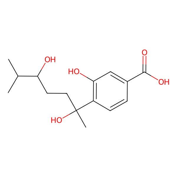 2D Structure of 4-(2,5-Dihydroxy-6-methylheptan-2-yl)-3-hydroxybenzoic acid