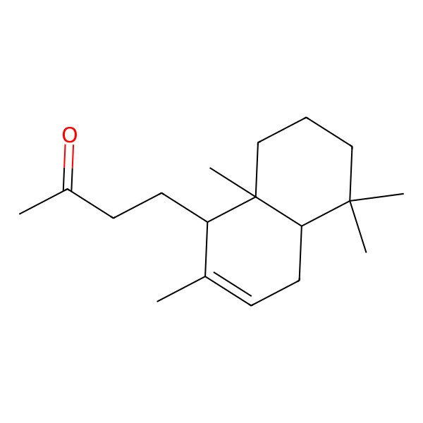2D Structure of 4-(2,5,5,8a-Tetramethyl-1,4,4a,6,7,8-hexahydronaphthalen-1-yl)butan-2-one 2D Structure of 4-(2,5,5,8a-Tetramethyl-1,4,4a,6,7,8-hexahydronaphthalen-1-yl)butan-2-one