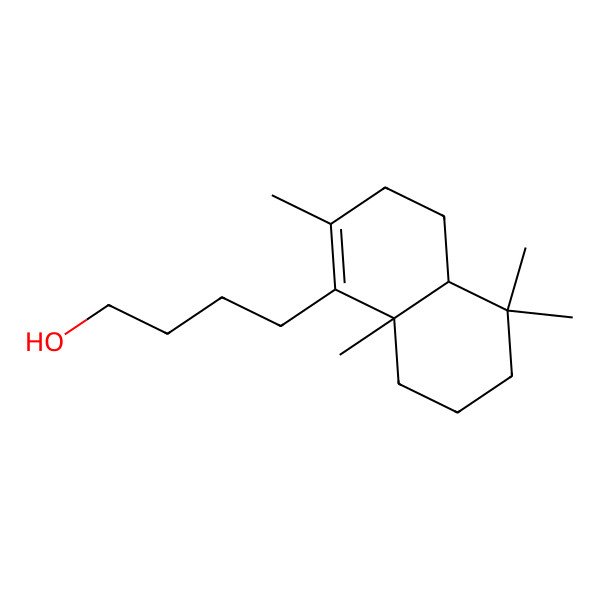 2D Structure of 4-(2,5,5,8a-Tetramethyl-3,4,4a,6,7,8-hexahydronaphthalen-1-yl)butan-1-ol