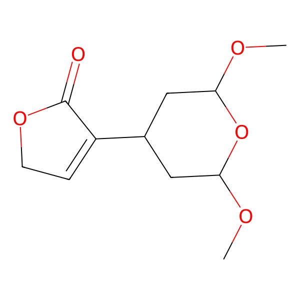 2D Structure of 4-(2,6-dimethoxyoxan-4-yl)-2H-furan-5-one
