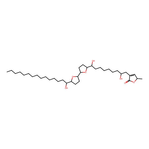 2D Structure of 4-[2,9-dihydroxy-9-[5-[5-(1-hydroxypentadecyl)oxolan-2-yl]oxolan-2-yl]nonyl]-2-methyl-2H-furan-5-one