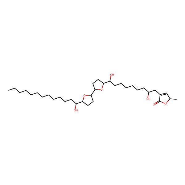 2D Structure of 4-[2,9-dihydroxy-9-[5-[5-(1-hydroxytridecyl)oxolan-2-yl]oxolan-2-yl]nonyl]-2-methyl-2H-furan-5-one