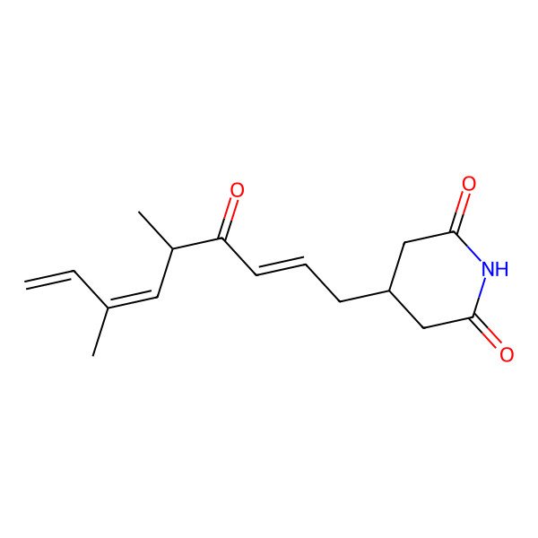 2D Structure of 4-[(2E,5R,6E)-5,7-dimethyl-4-oxonona-2,6,8-trienyl]piperidine-2,6-dione