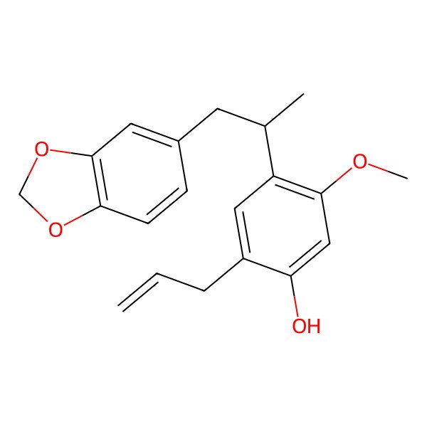 2D Structure of 4-[(2R)-1-(1,3-benzodioxol-5-yl)propan-2-yl]-5-methoxy-2-prop-2-enylphenol