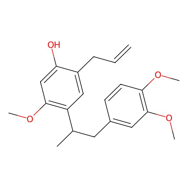 2D Structure of 4-[(2R)-1-(3,4-dimethoxyphenyl)propan-2-yl]-5-methoxy-2-prop-2-enylphenol