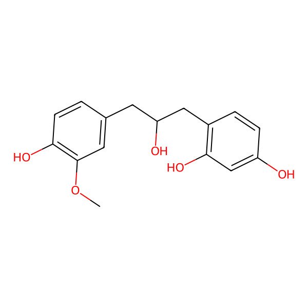 2D Structure of 4-[(2R)-2-hydroxy-3-(4-hydroxy-3-methoxyphenyl)propyl]benzene-1,3-diol