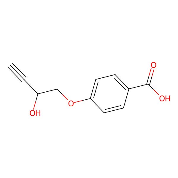 2D Structure of 4-[(2R)-2-hydroxybut-3-ynoxy]benzoic acid
