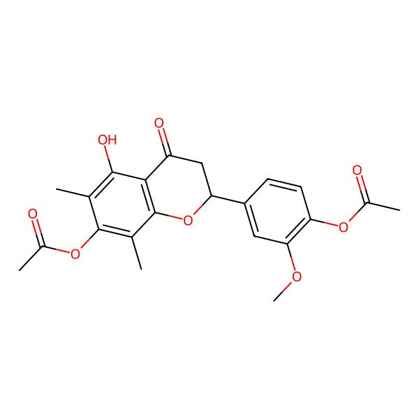2D Structure of [4-[(2R)-7-acetyloxy-5-hydroxy-6,8-dimethyl-4-oxo-2,3-dihydrochromen-2-yl]-2-methoxyphenyl] acetate