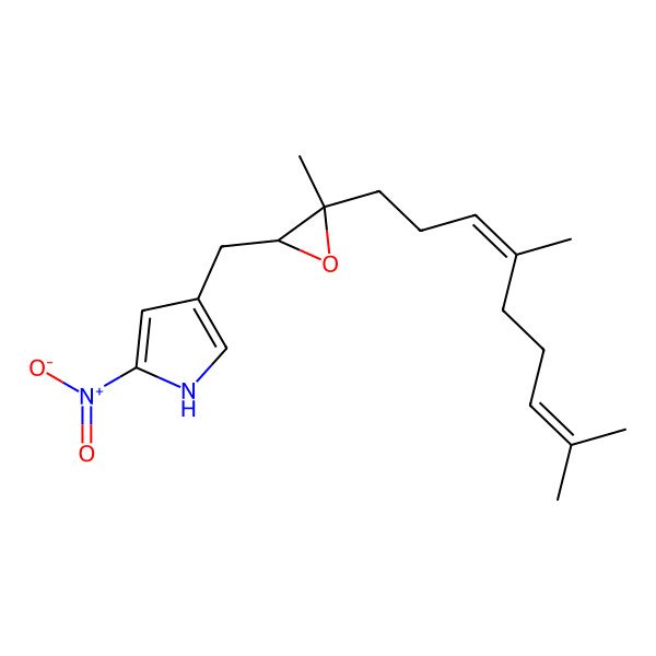 2D Structure of 4-[[(2R,3R)-3-(4,8-dimethylnona-3,7-dienyl)-3-methyloxiran-2-yl]methyl]-2-nitro-1H-pyrrole