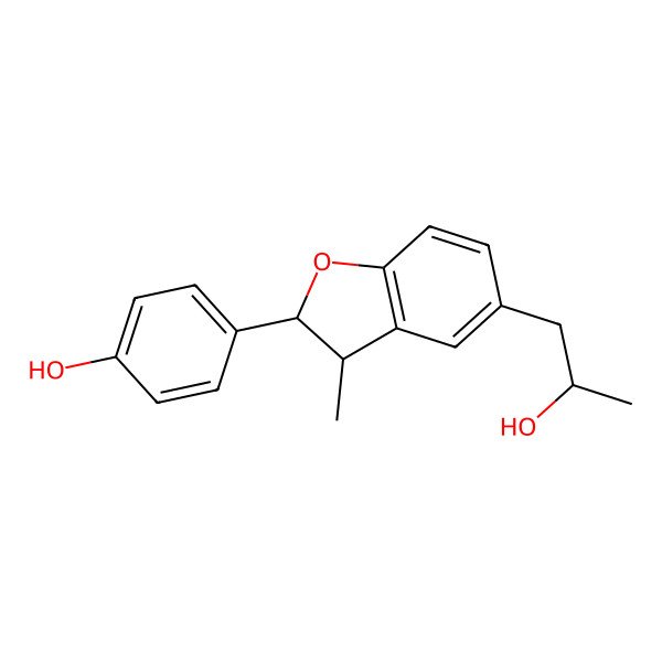 2D Structure of 4-[(2R,3R)-5-[(2R)-2-hydroxypropyl]-3-methyl-2,3-dihydro-1-benzofuran-2-yl]phenol