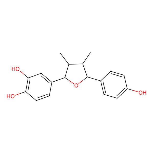 2D Structure of 4-[(2R,3R,4R,5R)-5-(4-hydroxyphenyl)-3,4-dimethyloxolan-2-yl]benzene-1,2-diol