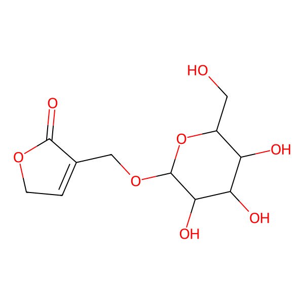2D Structure of 4-[[(2R,3R,4S,5S,6R)-3,4,5-trihydroxy-6-(hydroxymethyl)oxan-2-yl]oxymethyl]-2H-furan-5-one
