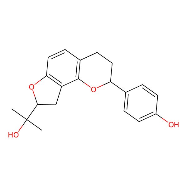 2D Structure of 4-[(2R,8S)-8-(2-hydroxypropan-2-yl)-3,4,8,9-tetrahydro-2H-furo[2,3-h]chromen-2-yl]phenol