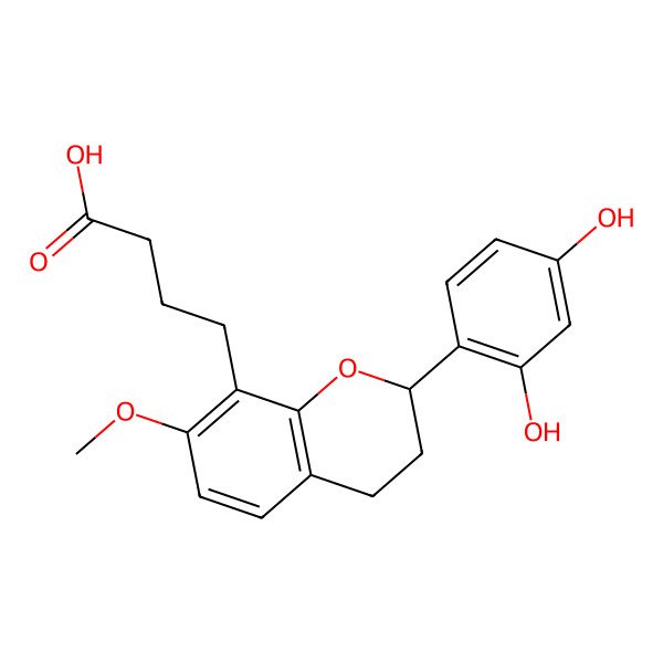 2D Structure of 4-[(2S)-2-(2,4-dihydroxyphenyl)-7-methoxy-3,4-dihydro-2H-chromen-8-yl]butanoic acid