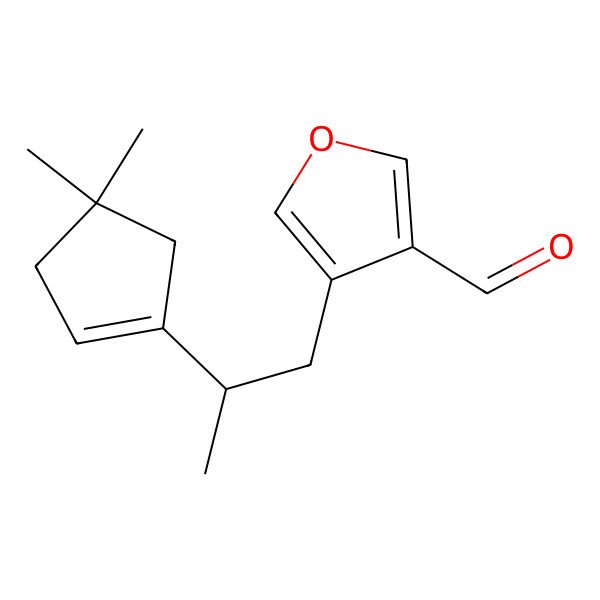 2D Structure of 4-[(2S)-2-(4,4-dimethylcyclopenten-1-yl)propyl]furan-3-carbaldehyde