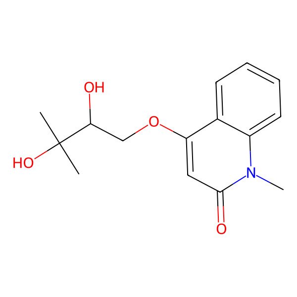 2D Structure of 4-[(2S)-2,3-dihydroxy-3-methylbutoxy]-1-methylquinolin-2-one