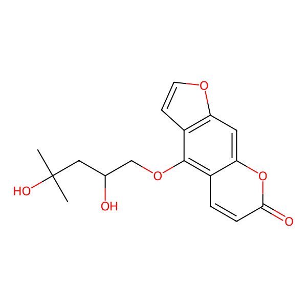 2D Structure of 4-[(2S)-2,4-dihydroxy-4-methylpentoxy]furo[3,2-g]chromen-7-one