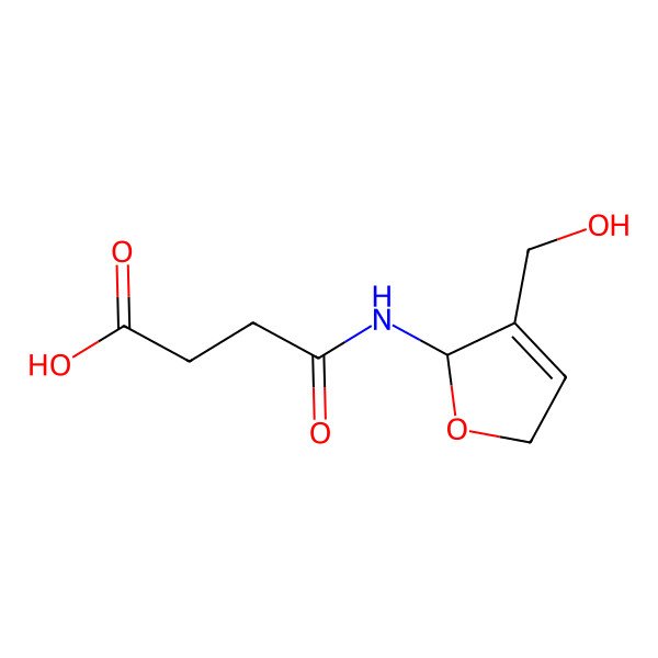 2D Structure of 4-[[(2S)-3-(hydroxymethyl)-2,5-dihydrofuran-2-yl]amino]-4-oxobutanoic acid