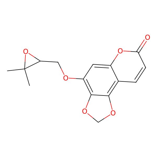 2D Structure of 4-[[(2S)-3,3-dimethyloxiran-2-yl]methoxy]-[1,3]dioxolo[4,5-f]chromen-7-one