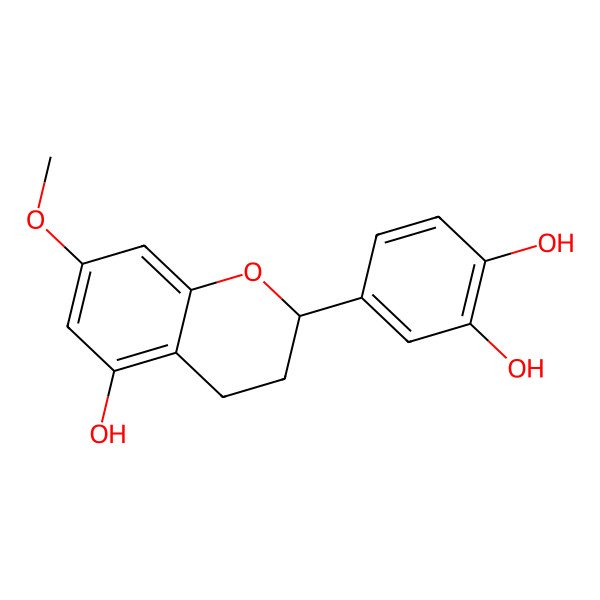 2D Structure of 4-[(2S)-5-hydroxy-7-methoxy-3,4-dihydro-2H-chromen-2-yl]benzene-1,2-diol