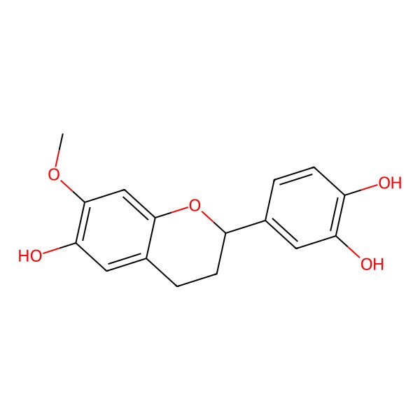 2D Structure of 4-[(2S)-6-hydroxy-7-methoxy-3,4-dihydro-2H-chromen-2-yl]benzene-1,2-diol