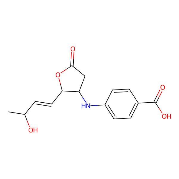2D Structure of 4-[[(2S,3R)-2-[(Z,3R)-3-hydroxybut-1-enyl]-5-oxooxolan-3-yl]amino]benzoic acid