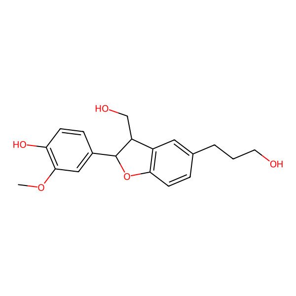 2D Structure of 4-[(2S,3R)-3-(hydroxymethyl)-5-(3-hydroxypropyl)-2,3-dihydro-1-benzofuran-2-yl]-2-methoxyphenol