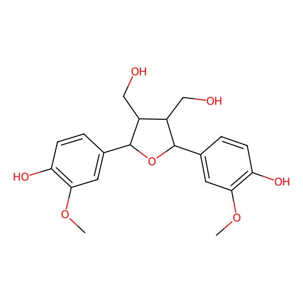 2D Structure of 4-[(2S,3R,4R,5R)-5-(4-hydroxy-3-methoxyphenyl)-3,4-bis(hydroxymethyl)oxolan-2-yl]-2-methoxyphenol