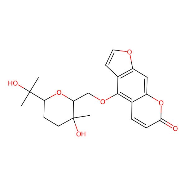 2D Structure of 4-[[(2S,3S,6R)-3-hydroxy-6-(2-hydroxypropan-2-yl)-3-methyloxan-2-yl]methoxy]furo[3,2-g]chromen-7-one