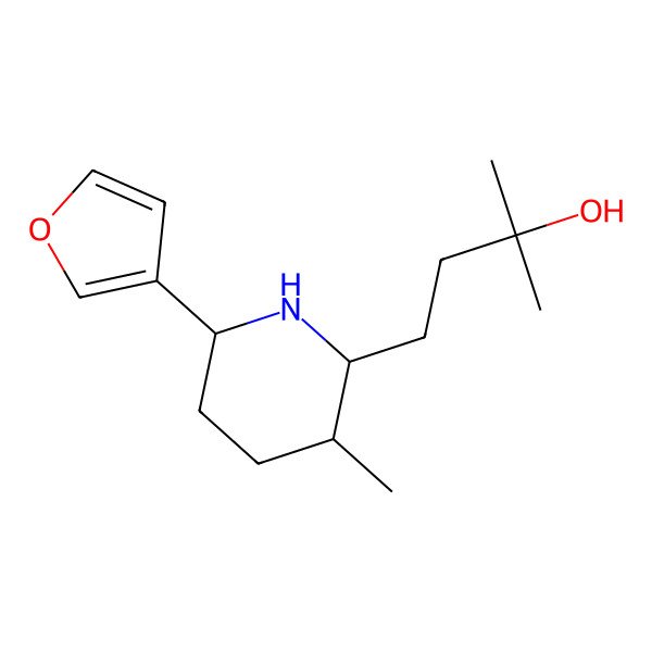 2D Structure of 4-[(2S,3S,6S)-6-(furan-3-yl)-3-methylpiperidin-2-yl]-2-methylbutan-2-ol