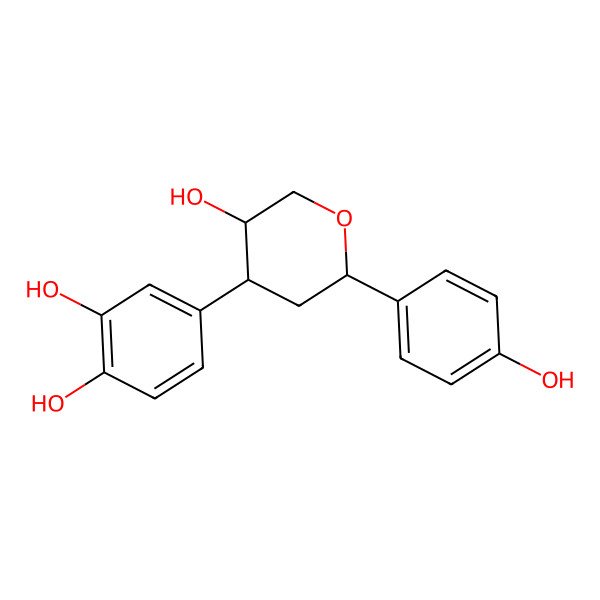 2D Structure of 4-[(2S,4R,5R)-5-hydroxy-2-(4-hydroxyphenyl)oxan-4-yl]benzene-1,2-diol