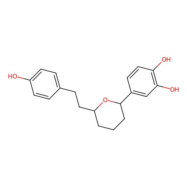 2D Structure of 4-[(2S,6R)-6-[2-(4-hydroxyphenyl)ethyl]oxan-2-yl]benzene-1,2-diol